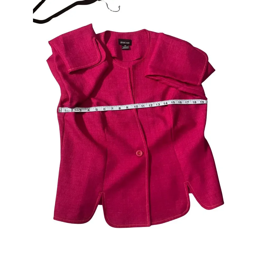 Vintage Leslie Fay Pink Two-Piece Dress Suit | Jacket & Sleeveless Dress US 16P - Picture 8 of 11